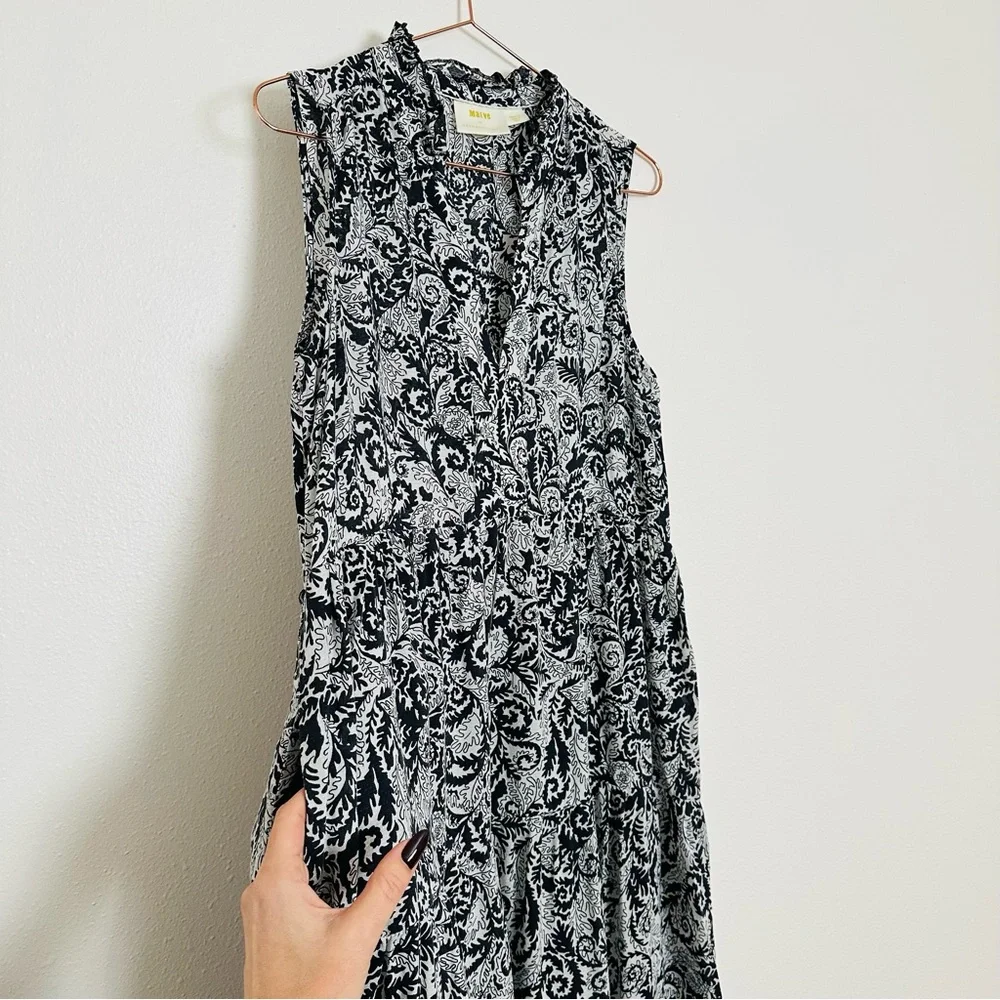 Maeve by Anthropologie Marya Tiered Boho Floral Paisley Lightweight Maxi Dress